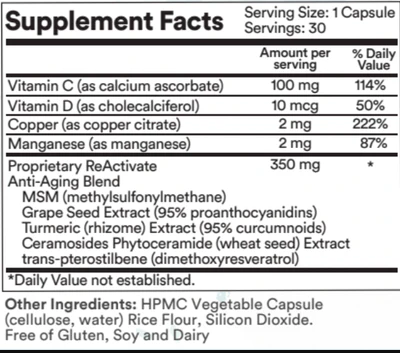 Sun Coast Sciences ReActivate Ingredients