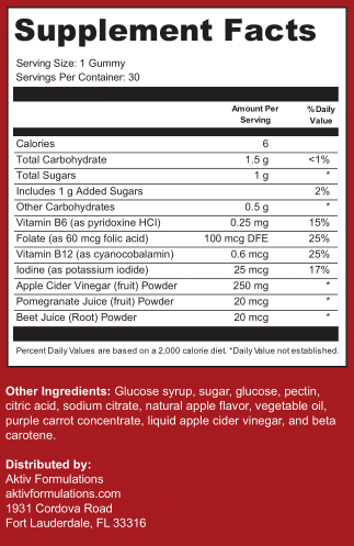 Aktiv Formulations Apple Cider Vinegar Gummies Ingredients