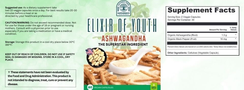 Elixir of Youth Ashwagandha Ingredients