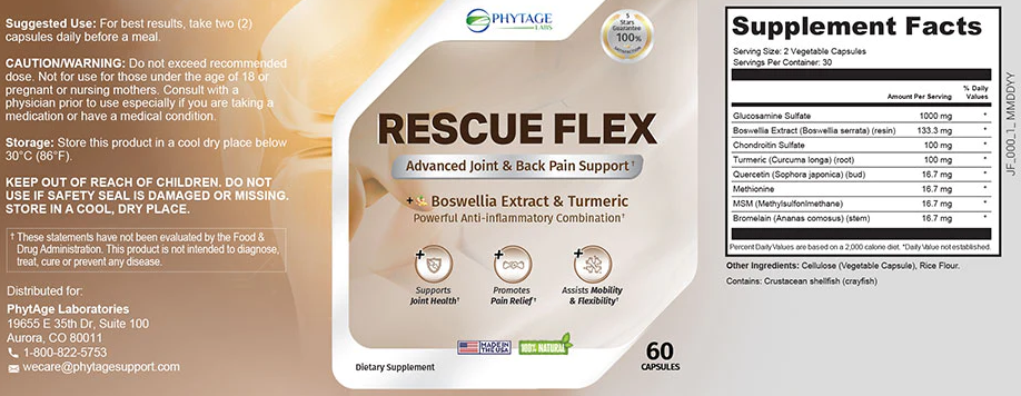 PhytAge Labs Rescue Flex Ingredients