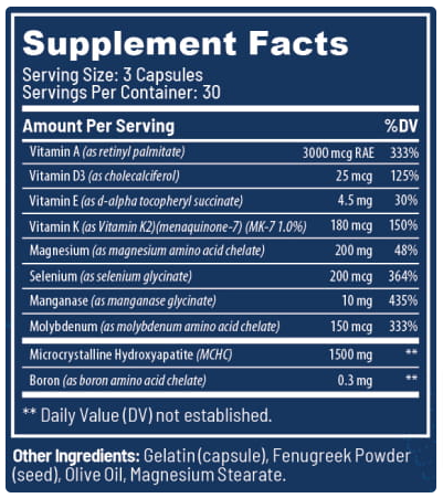 PeakBiome OstiStrong Ingredients