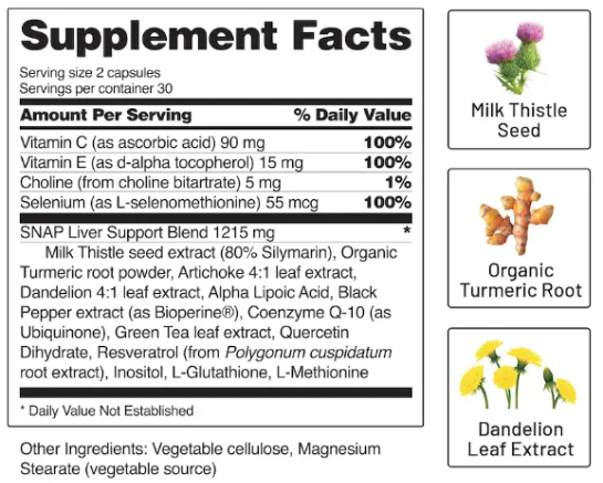 Snap Liver Health & Detox Supplement Facts