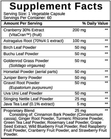 VitaPost Kidney Support supplement facts