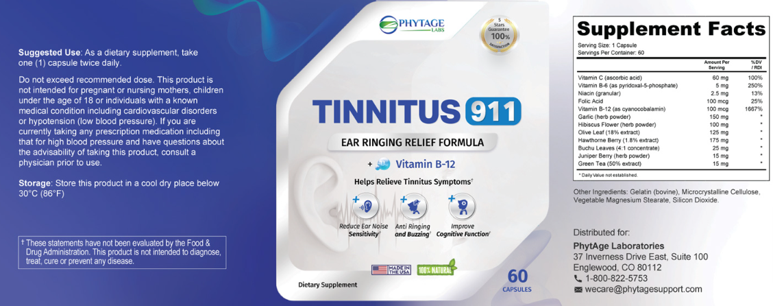 Tinnitus 911 Supplement Facts