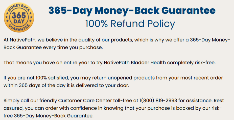 NativePath-Bladder-Health guarantee