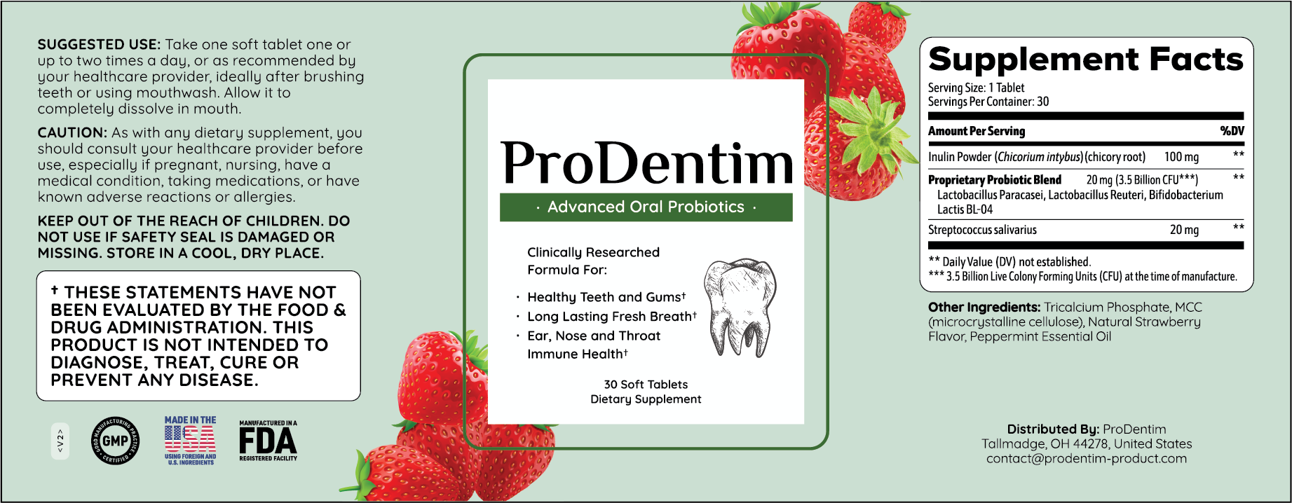 ProDentim Supplement facts