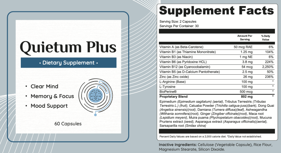 Quietum Plus Supplement Fact