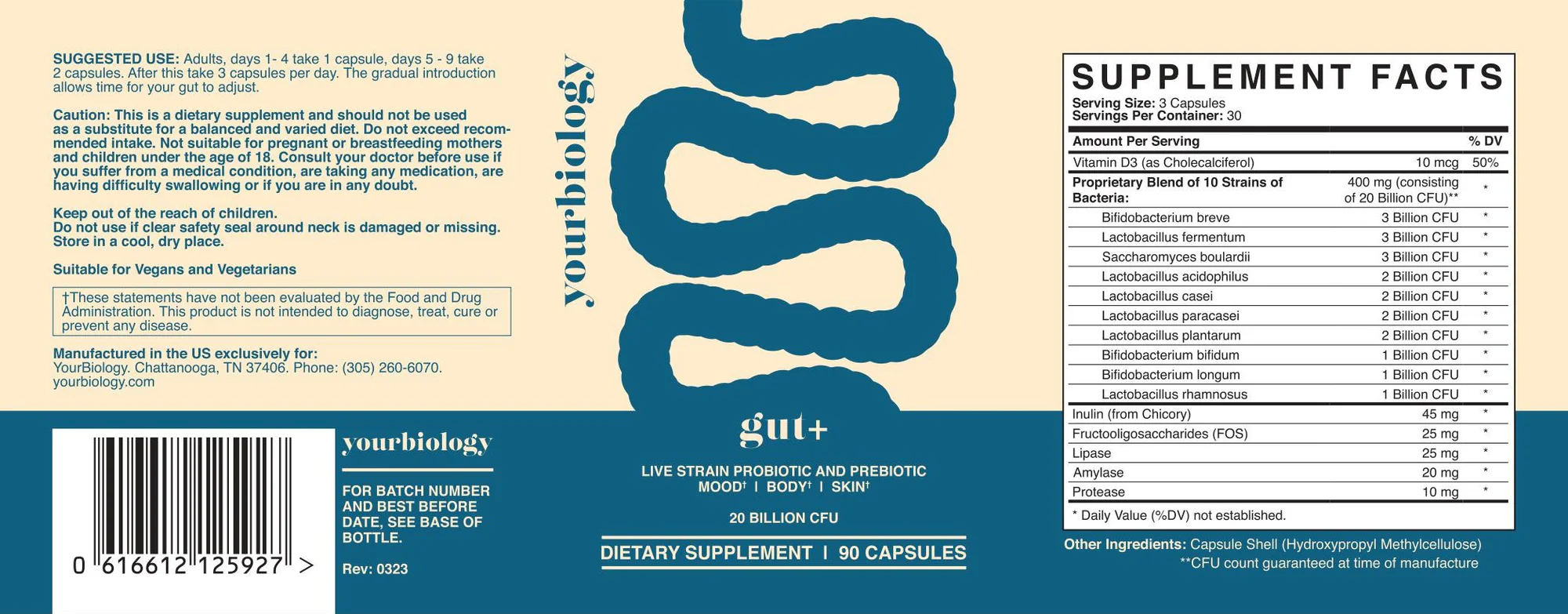 Yourbiology Gut+ label