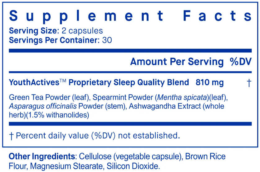 Youthful sleep supplement facts