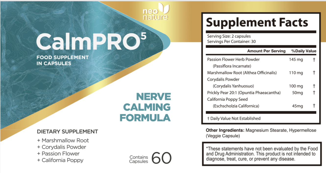 CalmPro5 Supplement Facts