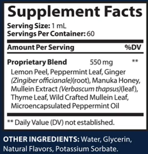 Breathe Lungs Drops supplement facts