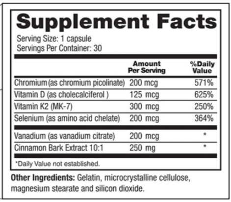 cinnachroma Supplement facts