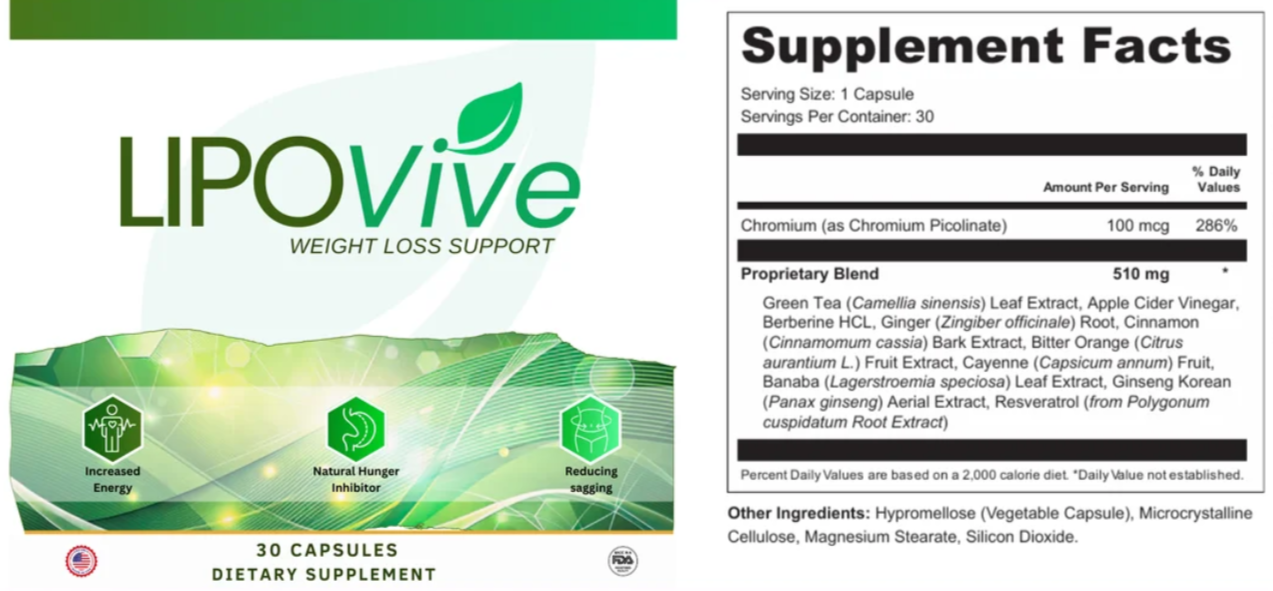 LipoVive supplement facts