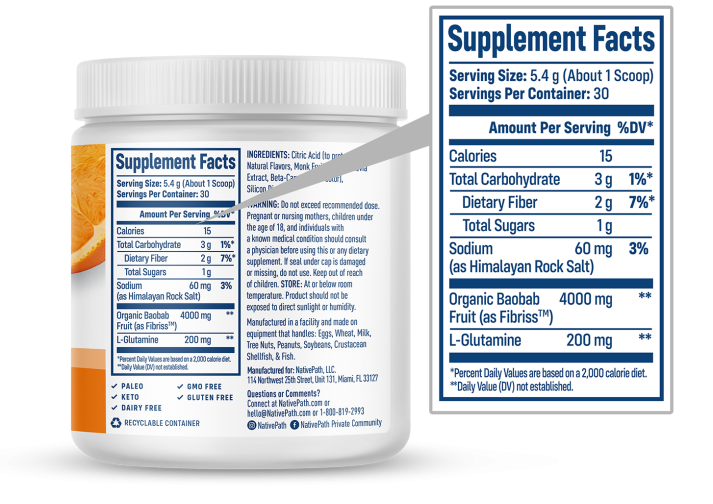 NativePath Native Fiber supplement facts