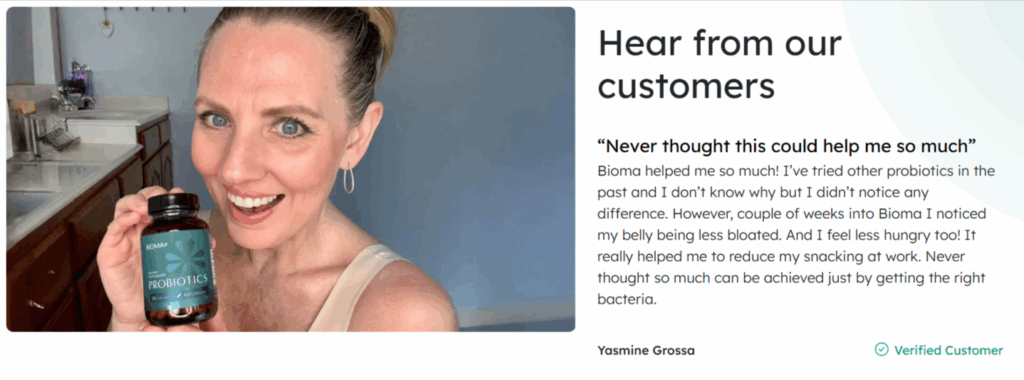 Bioma Probiotics Happy Customer