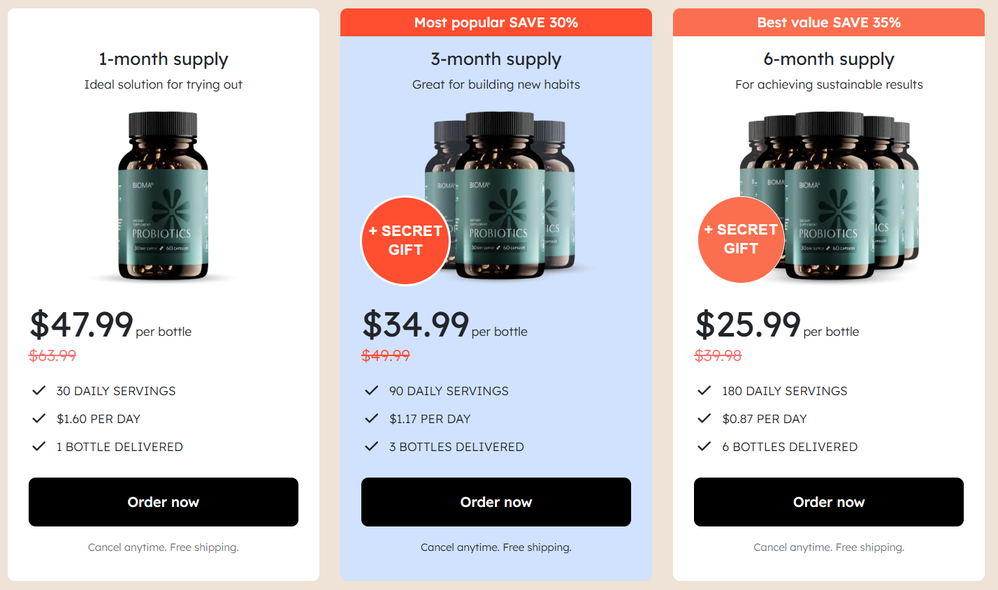 Bioma Probiotics Pricing