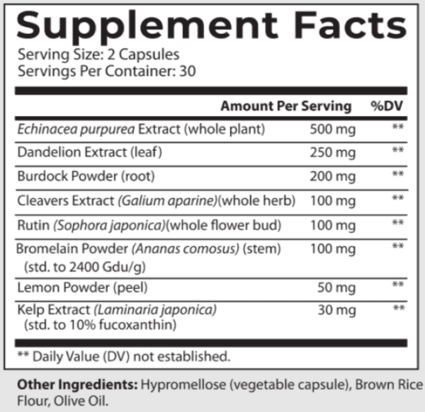 American Vitality LymphaVive supplement facts