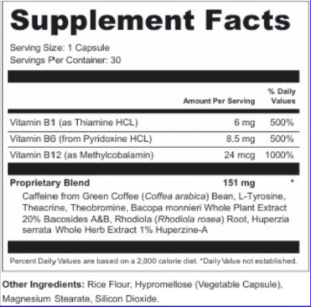 MaroBrain supplement facts