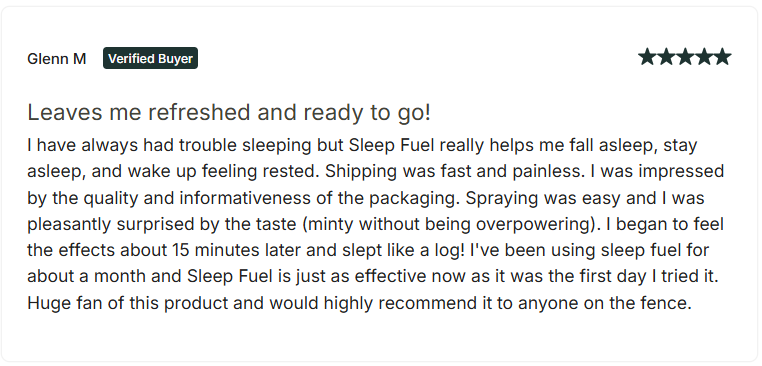 SleepFuel Spray Customer Reviews