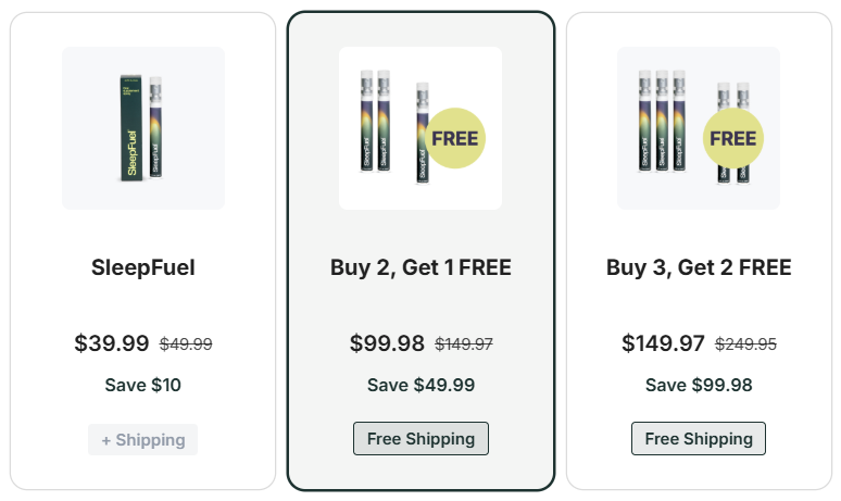 SleepFuel Spray Pricing