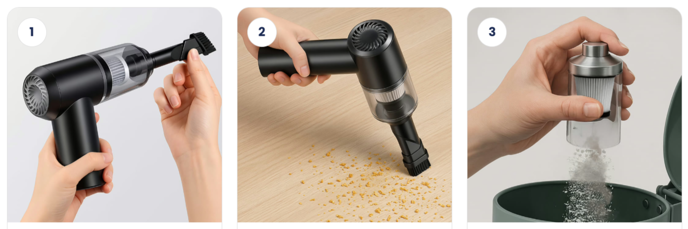 Dustaclean Handheld Vacuum uses