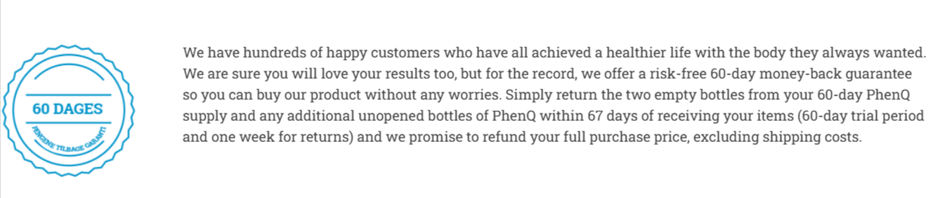 PhenQ guarantee