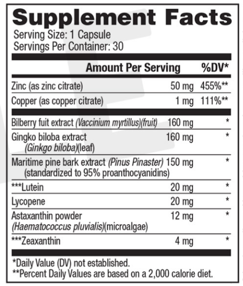 Vision 20 Supplemnt Facts
