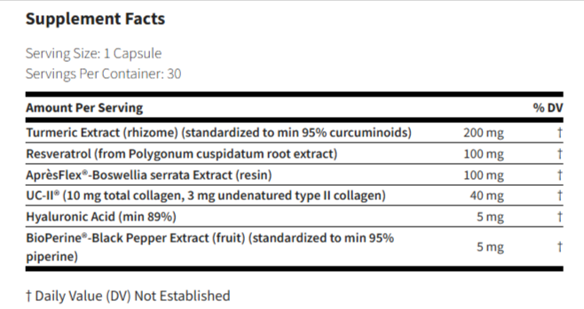 flex Advanced supplement facts