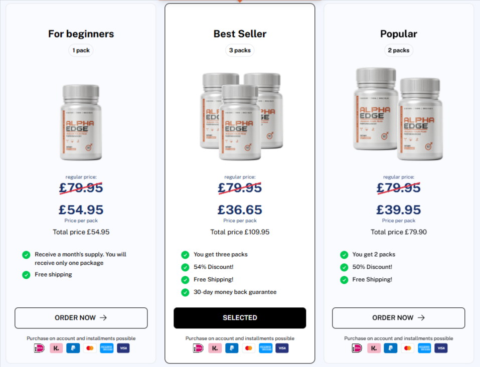 Alpha Edge ME UK Pricing