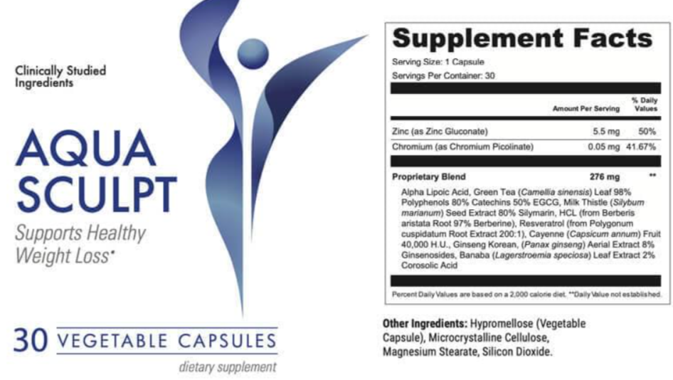 AquaSculpt supplement facts