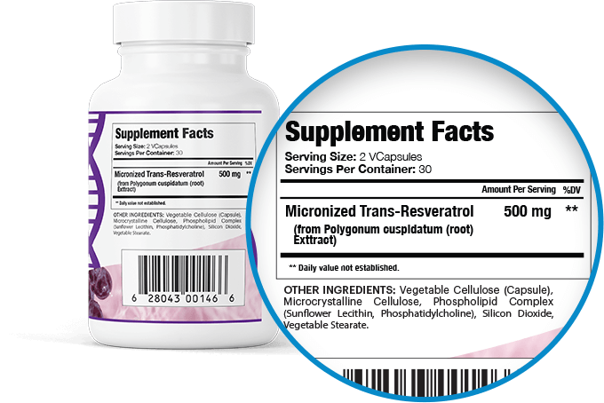 GenuinePurity Trans-Resveratrol Supplement Facts