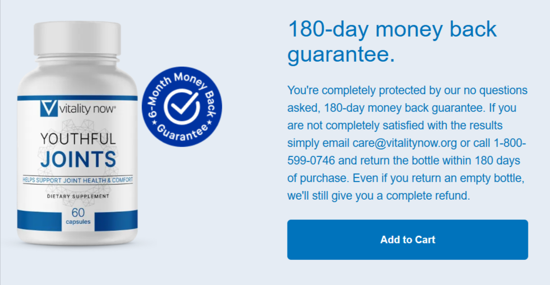 Youthful Joints money back guarantee