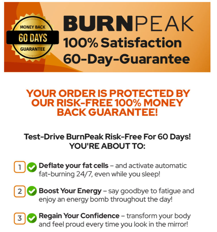 Burn Peak money back guarantee