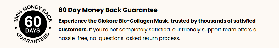 Glokore-Bio-Collagen-Mask guarantee
