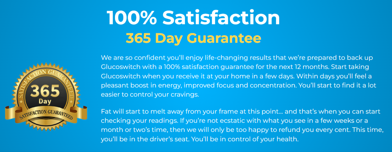GlucoSwitch Money Back Guarantee