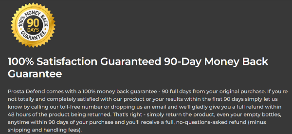 Prosta Defend money back