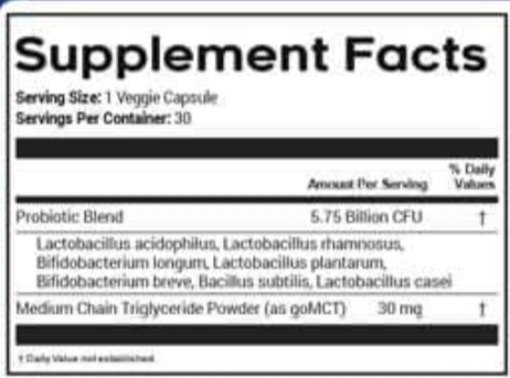 BackBiome supplement facts