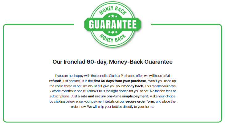 Claritox-Pro guarantee