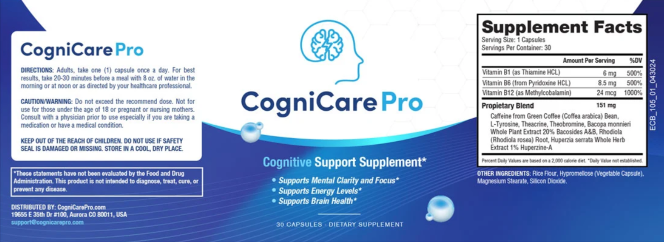 CogniCare Pro supplement facts
