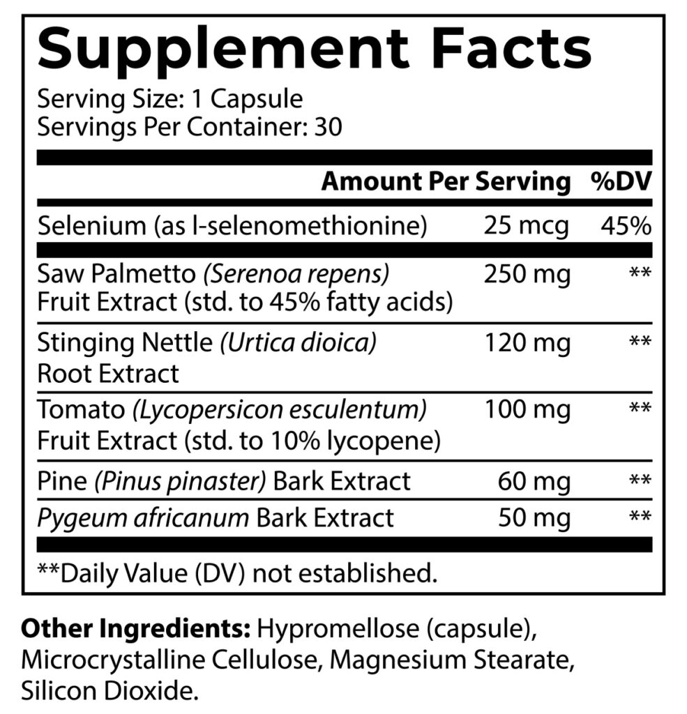 prostaflow+ supplement-facts
