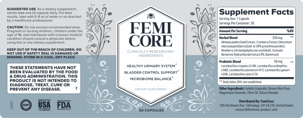 FemiCore Supplement Facts