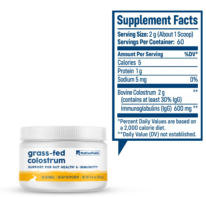 NativePath Grass-Fed Colostrum Supplement Facts