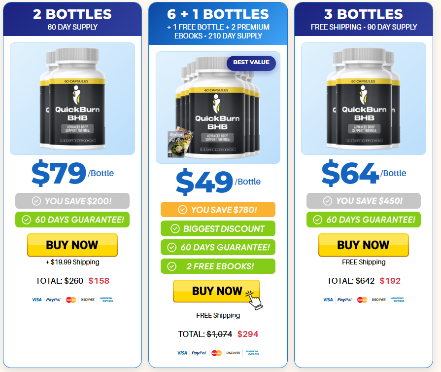 QuickBurn BHB Pricing