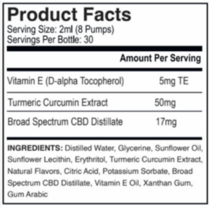 SomaLeaf's CBD Turmeric supplement facts