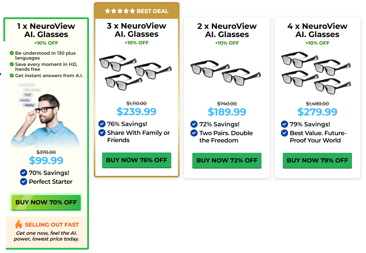 NeuroView AI Glasses Price Details