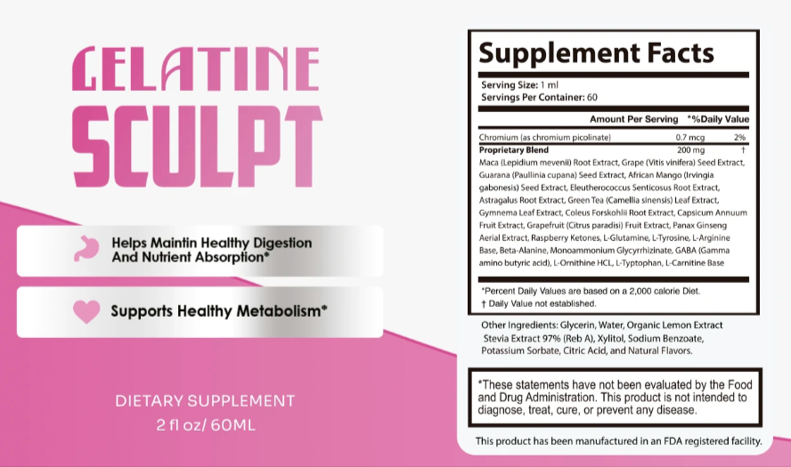 Gelatine Sculpt Supplement Facts