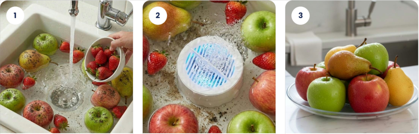 PuriBreeze Produce Cleaner uses