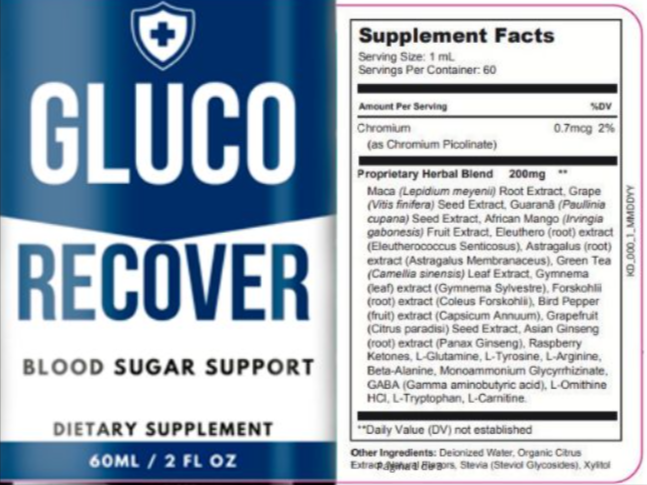 Gluco Recover supplement fact