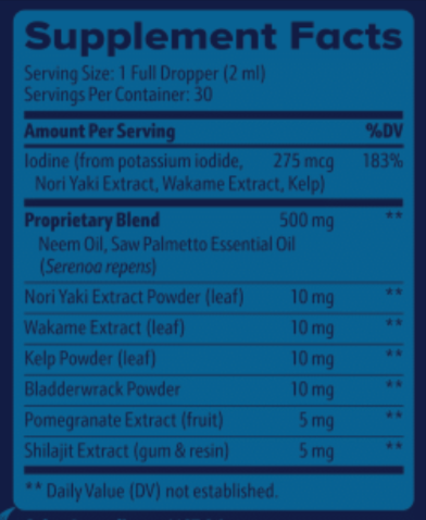 Prostadine Supplement facts