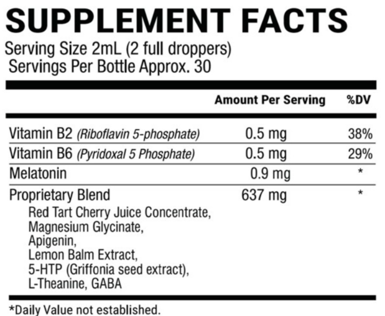 Yu Sleep supplement facts